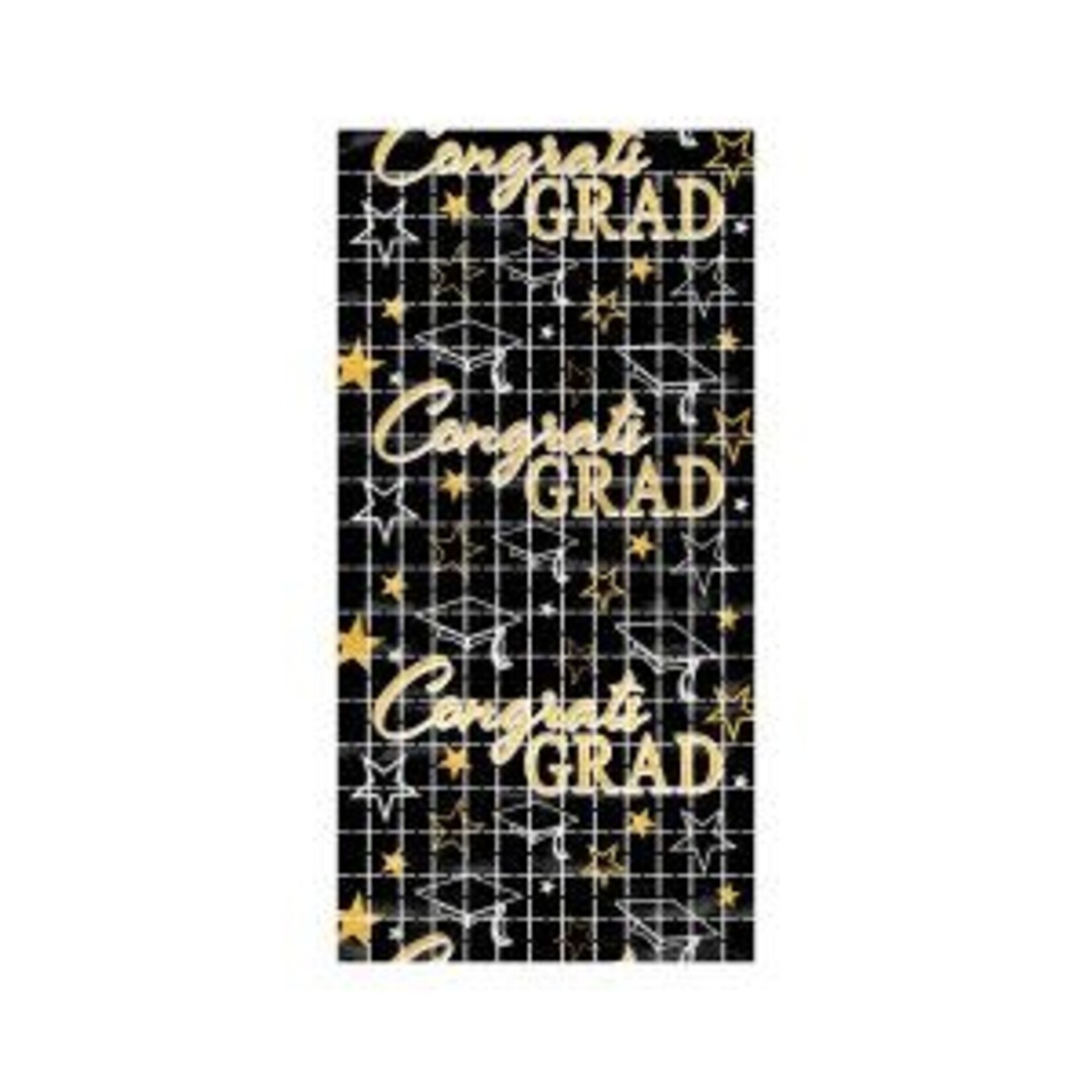 Beistle Black & Gold Congrats Grad Metallic Square Curtain - 38" x 6.5'