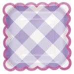 unique 7" Pastel Gingham Plates - 8ct.