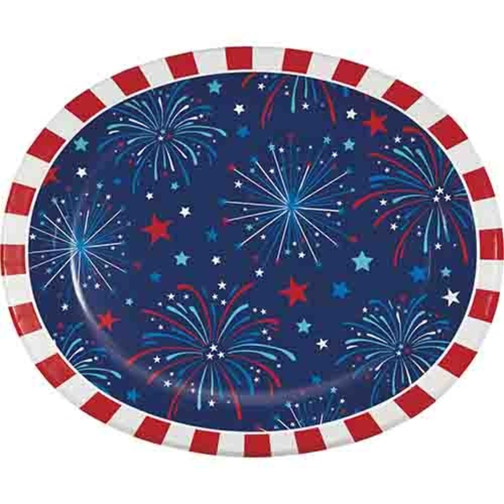 Creative Converting Freedom Fireworks Oval Platter - 8ct. (12" x 10")