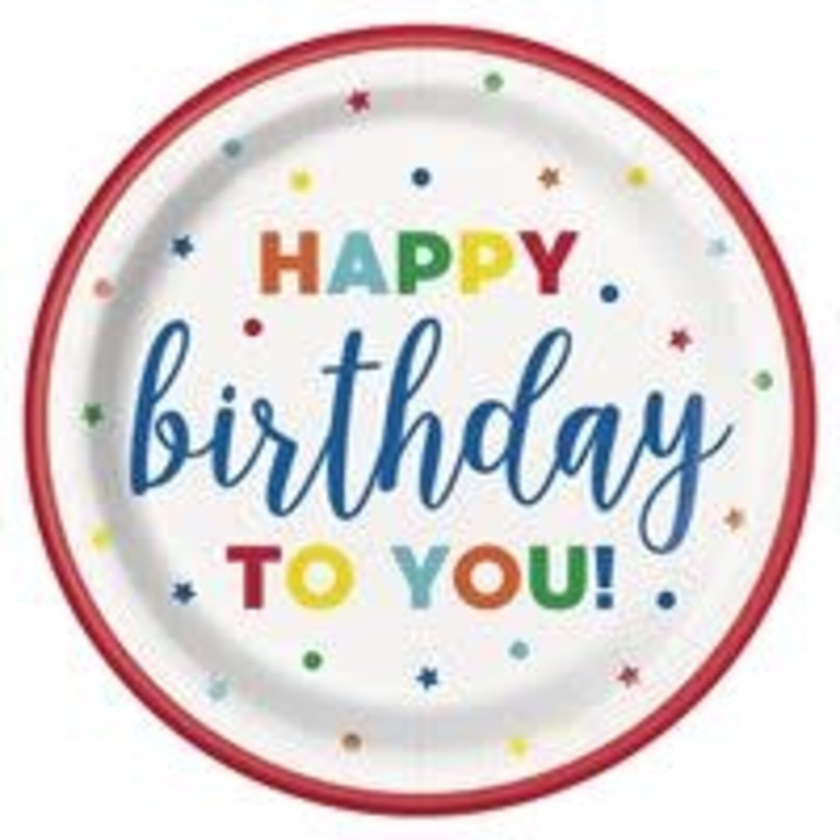 unique 9" Dots and Stars Birthday Plates - 8ct.