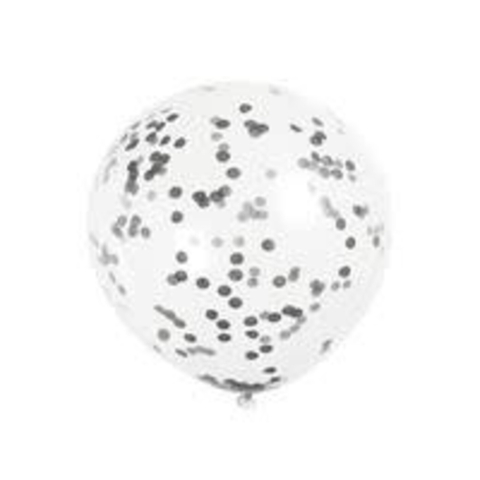 unique 12" Clear Latex Balloons w/ Black Confetti - 6ct.