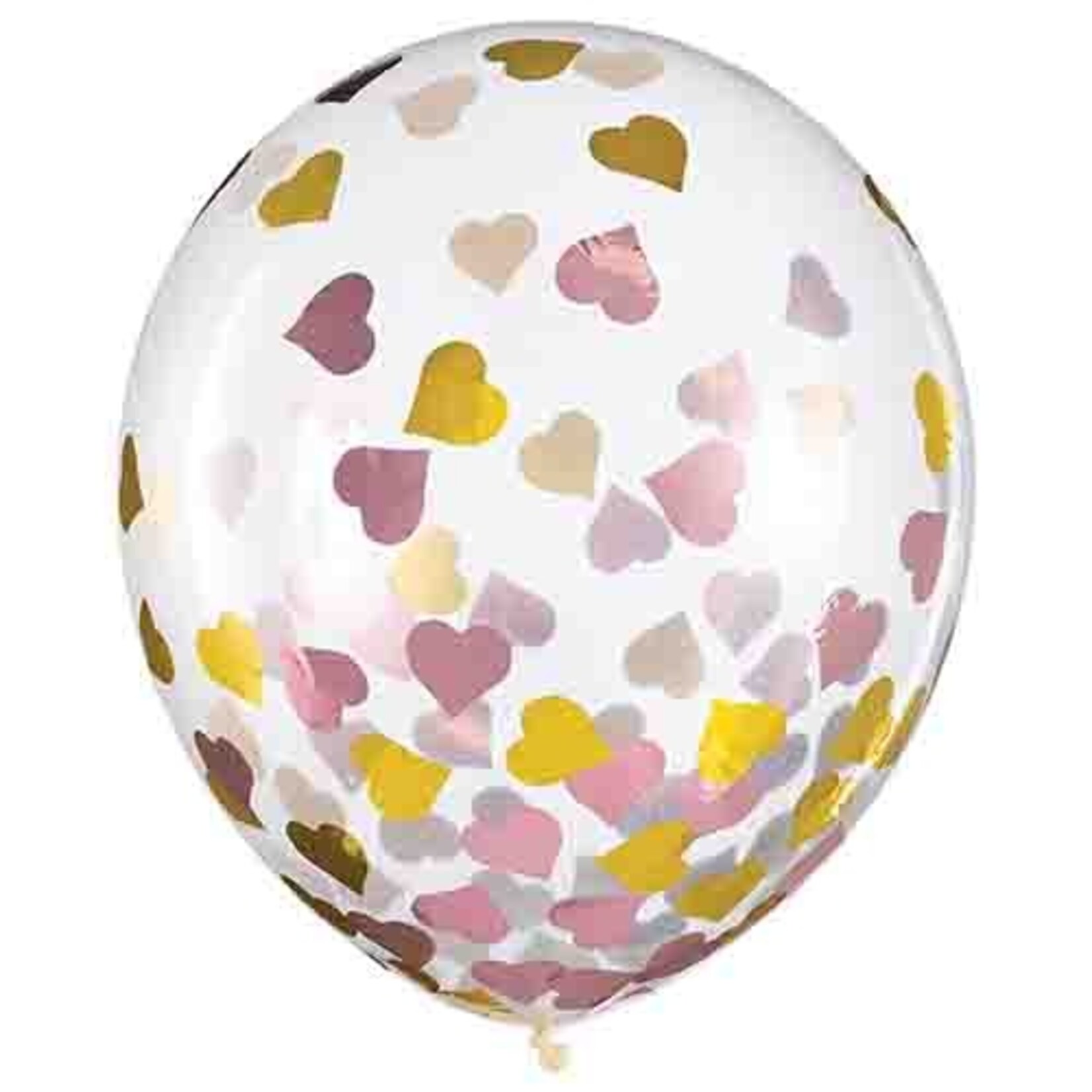 Amscan 12" Clear Latex Balloons w/ Gold & Pink Heart Confetti - 6ct.