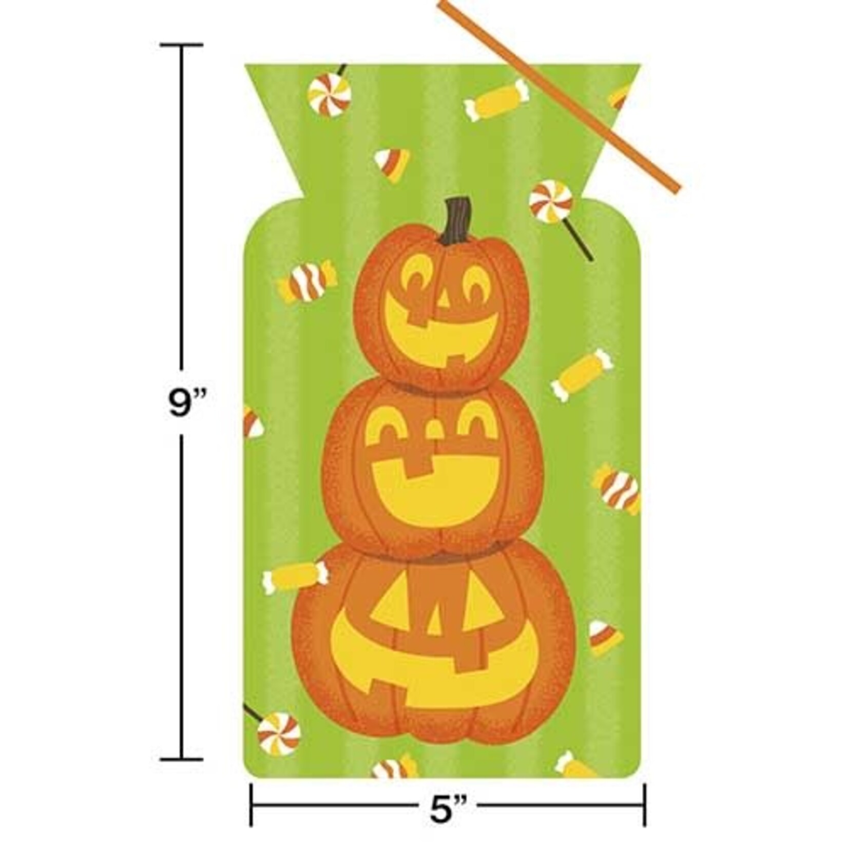 Creative Converting Halloween Pumpkin Cello Treat Bags w/ Ties - 20ct.