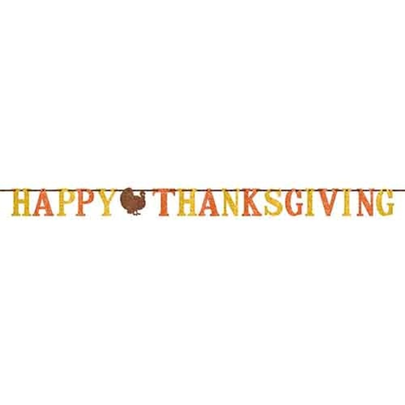 Amscan Happy Thanksgiving Glitter Letter Banner - 12'