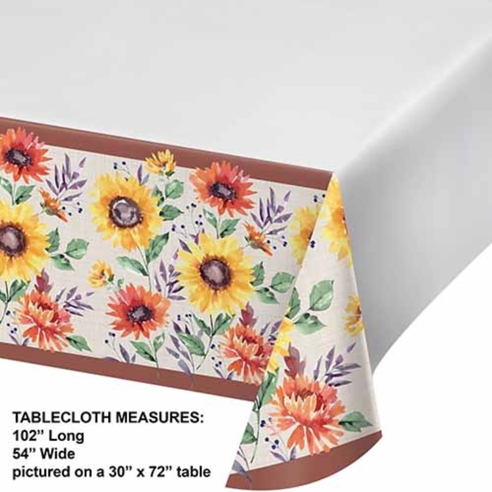 Creative Converting Fall Flowers Paper Table Covers - 54" x 102"