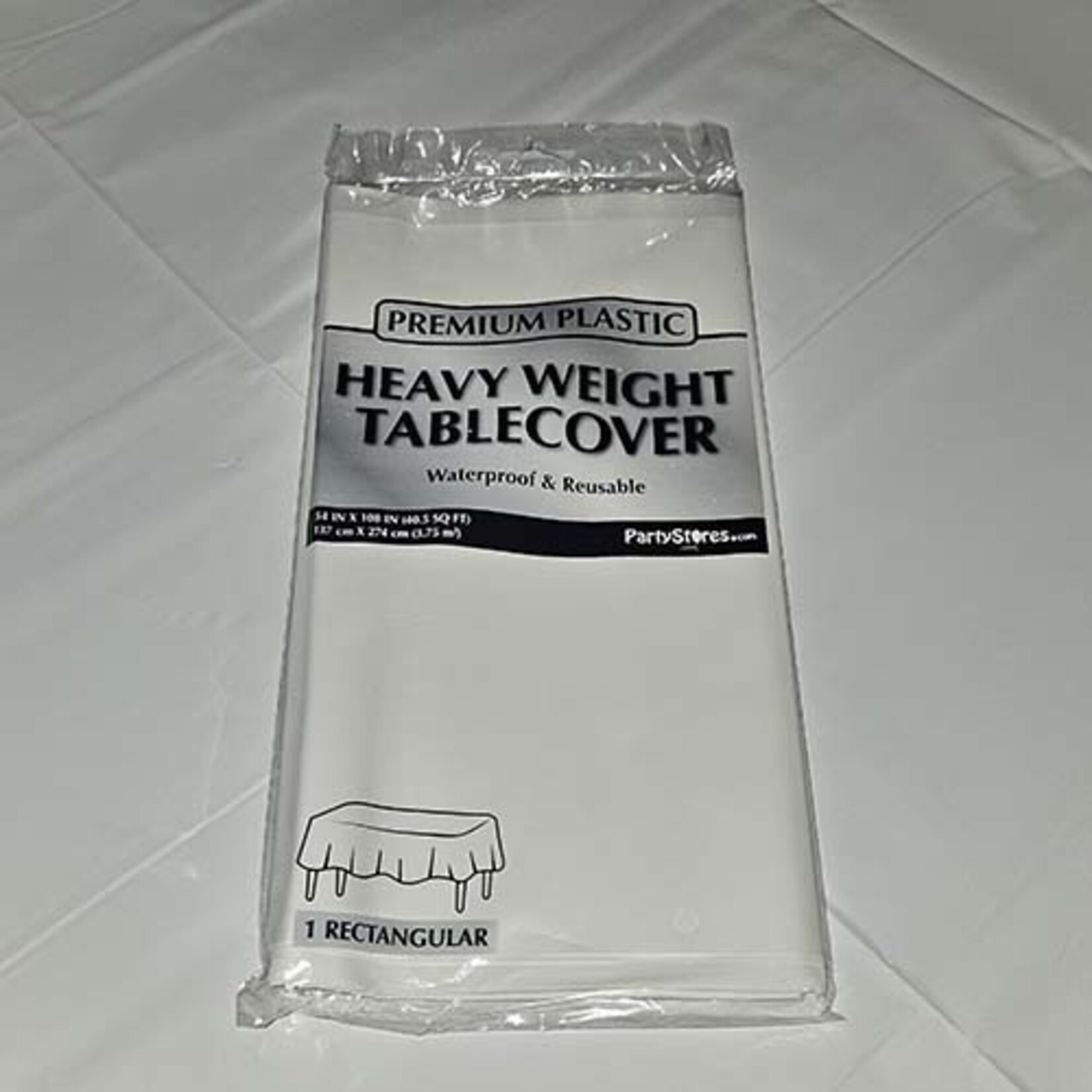 Paper  First Affiliates White Premium Rectangle Table Cover - 1ct. - 54" x 108" (Washable & Reusable)