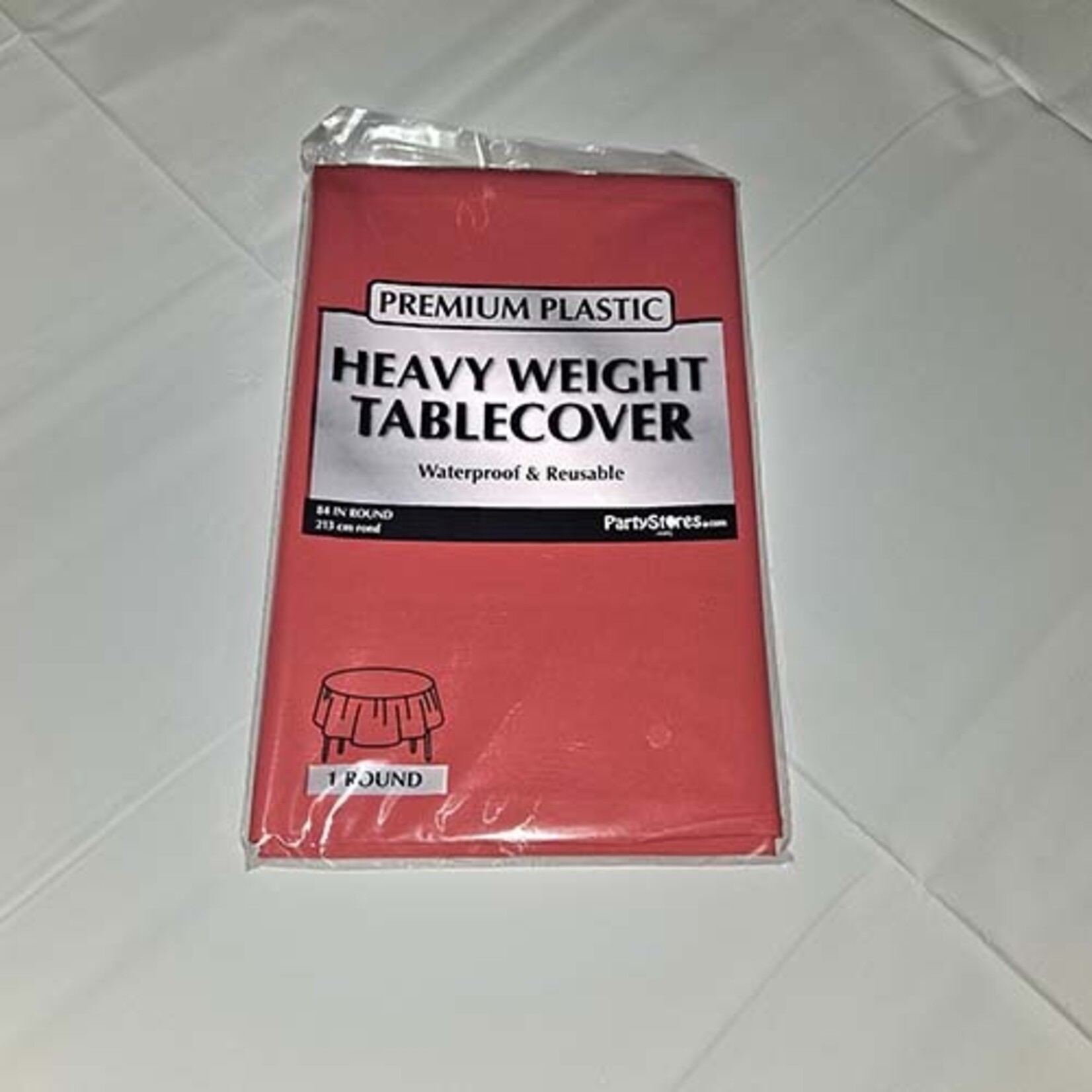 Paper  First Affiliates 84" Red Round Premium Table Cover - 1ct. (Washable & Reusable)
