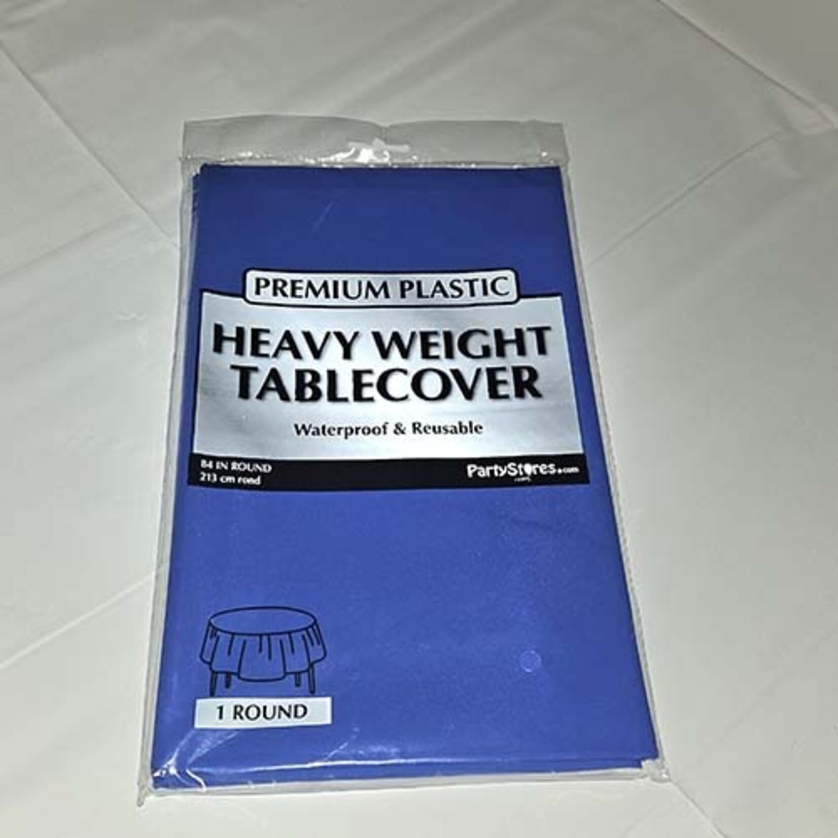 Paper  First Affiliates 84" Royal Blue Round Premium Table Cover - 1ct. (Washable & Reusable)