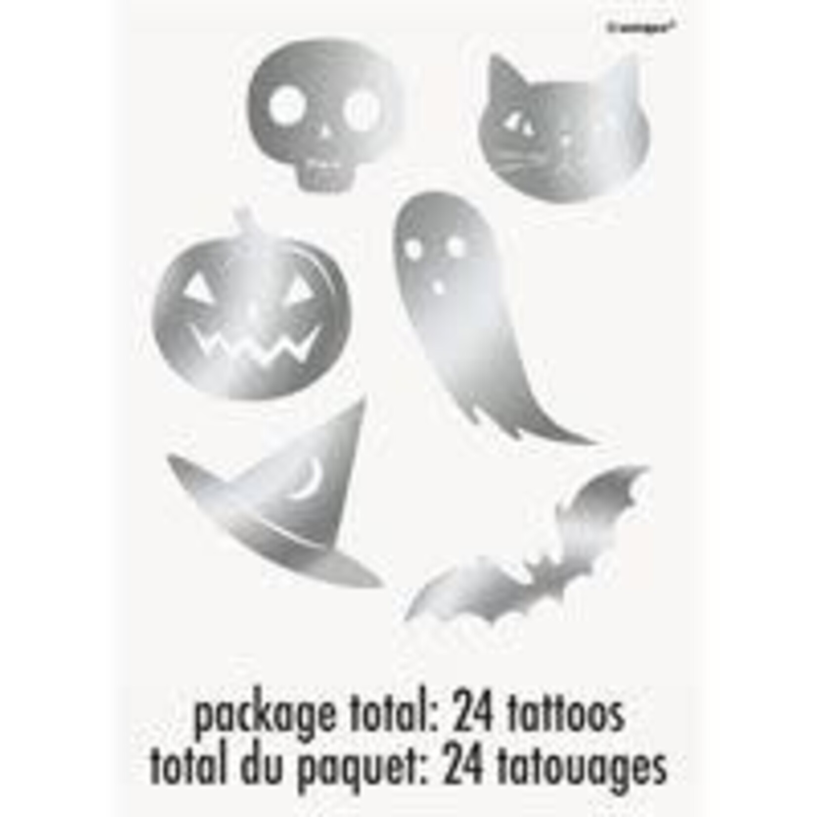unique Halloween Silver Foil Tattoos - 24ct.