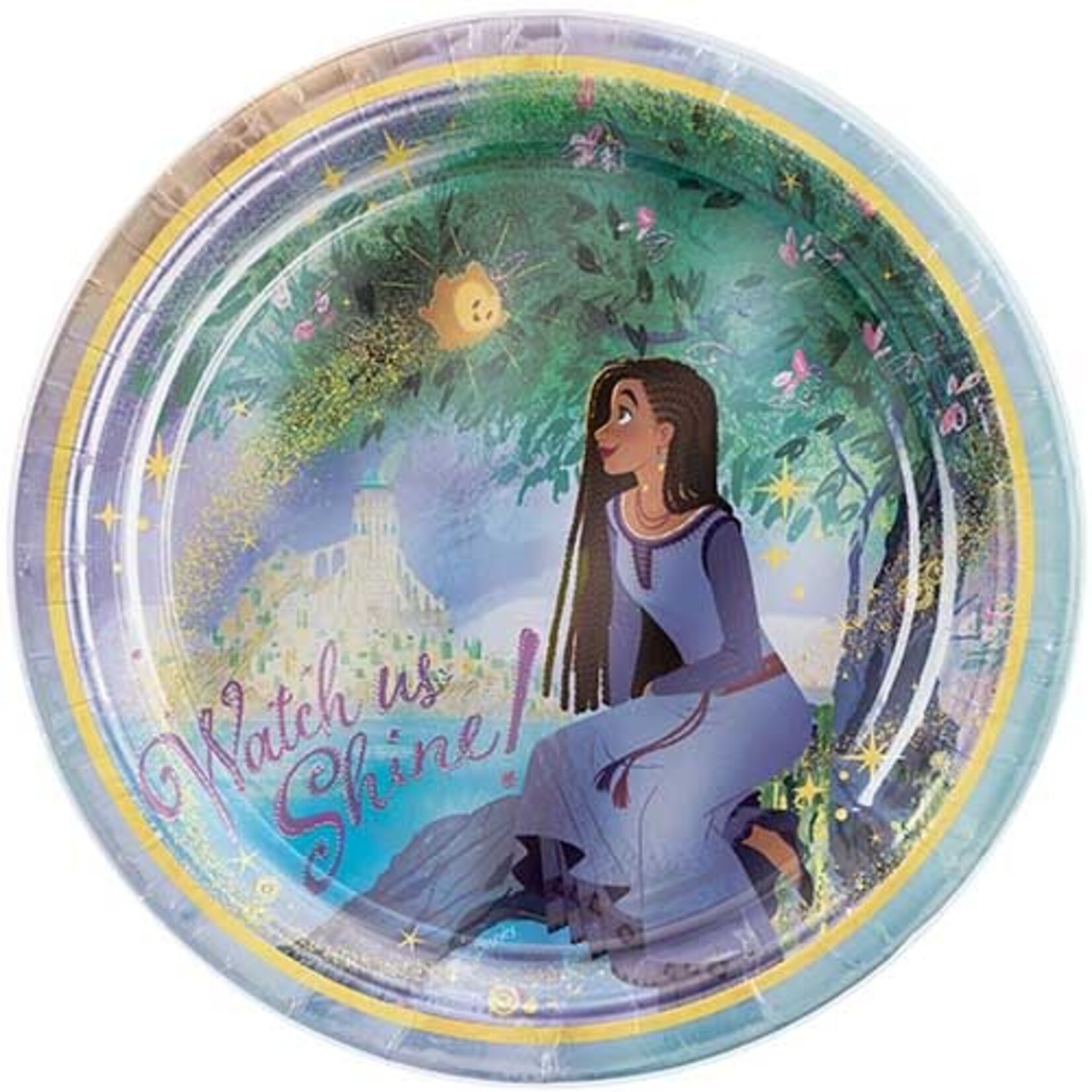 Amscan 9" Disney's Wish Gold Foil Stamped Plates - 8ct.