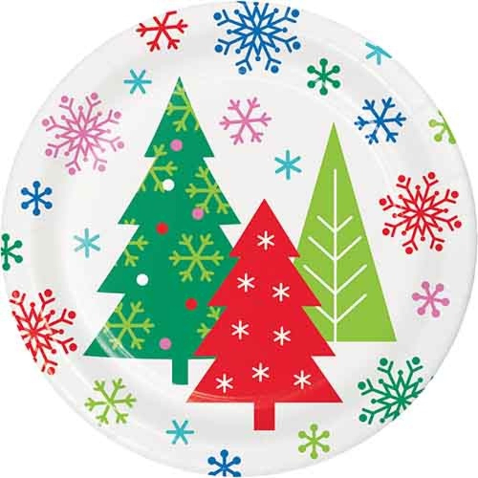 Creative Converting 7" Merry Everything  Christmas Trees Plates - 8ct.