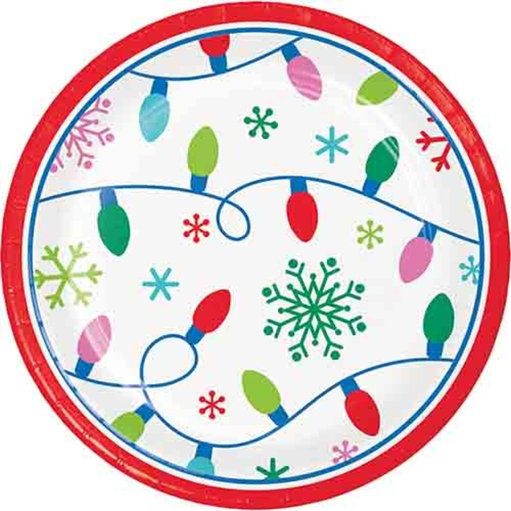 Creative Converting 7" Merry Everything Christmas Lights Plates - 8ct.