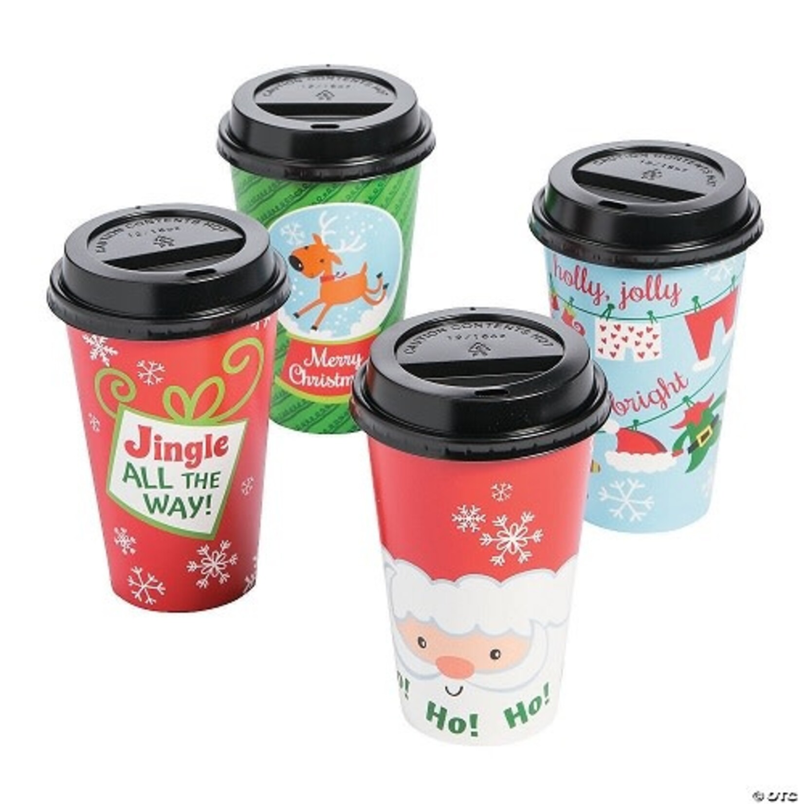 Fun Express 16oz. Christmas Coffee Cups w/ Lids - 12ct.