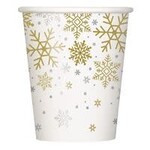 unique 9oz. Silver & Gold Snowflakes Cups - 8ct.