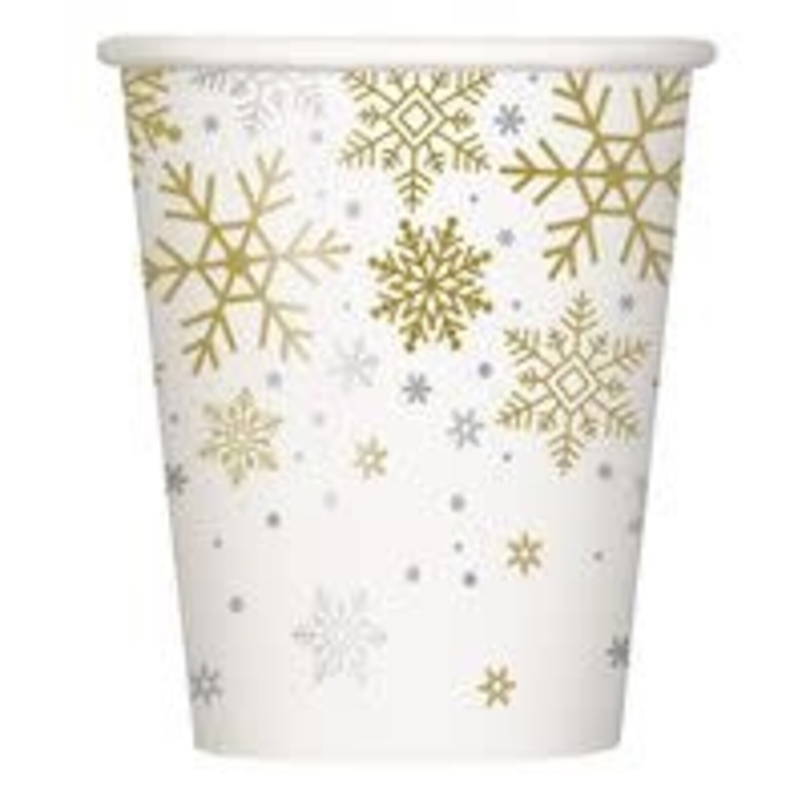 unique 9oz. Silver & Gold Snowflakes Cups - 8ct.
