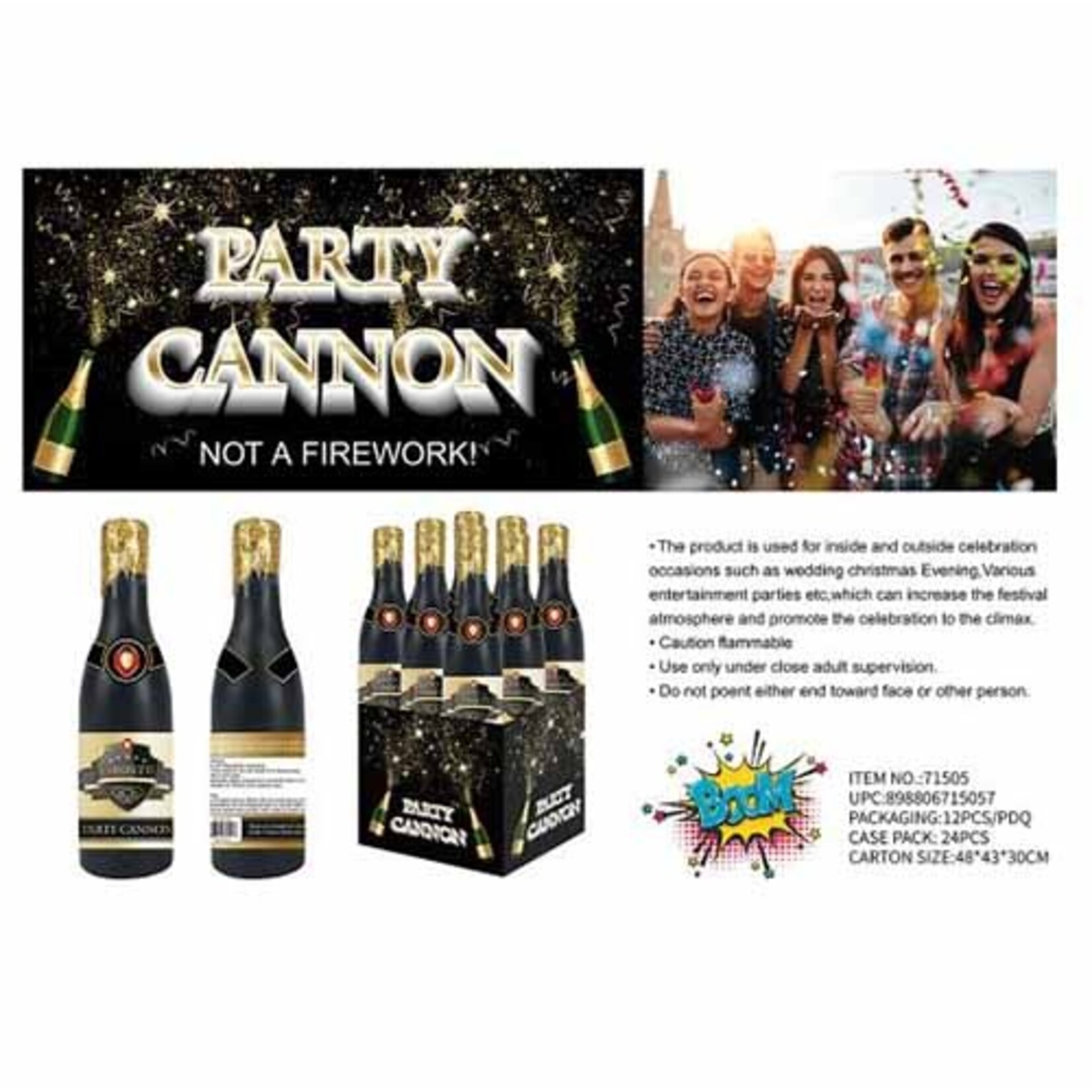 Direct Global 13" Champagne Bottle Confetti Party Cannon - 1ct.