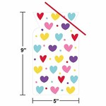 Creative Converting Colorful Valentines Hearts Cello Treat Bags w/ Ties - 20ct.