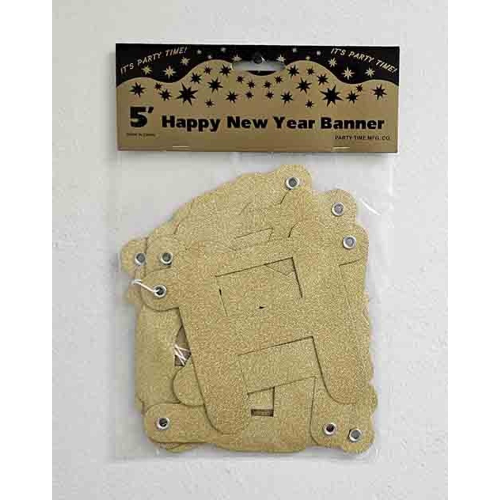 party time 5' Gold Happy New Year Glitter Banner - 1ct.