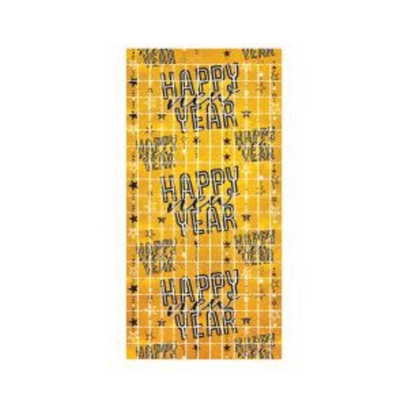 Beistle Happy New Year Metallic Gold Square Curtain - 1ct. (38" x 6.5')