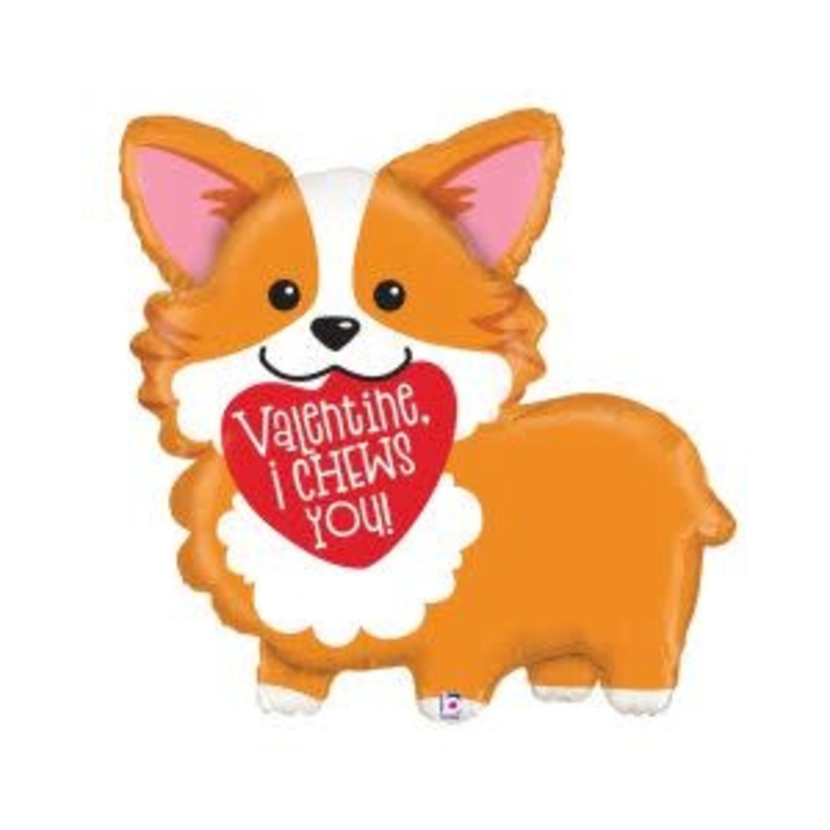 Betallic 28" Valentine Corgi Dog Mylar Balloon - 1ct.
