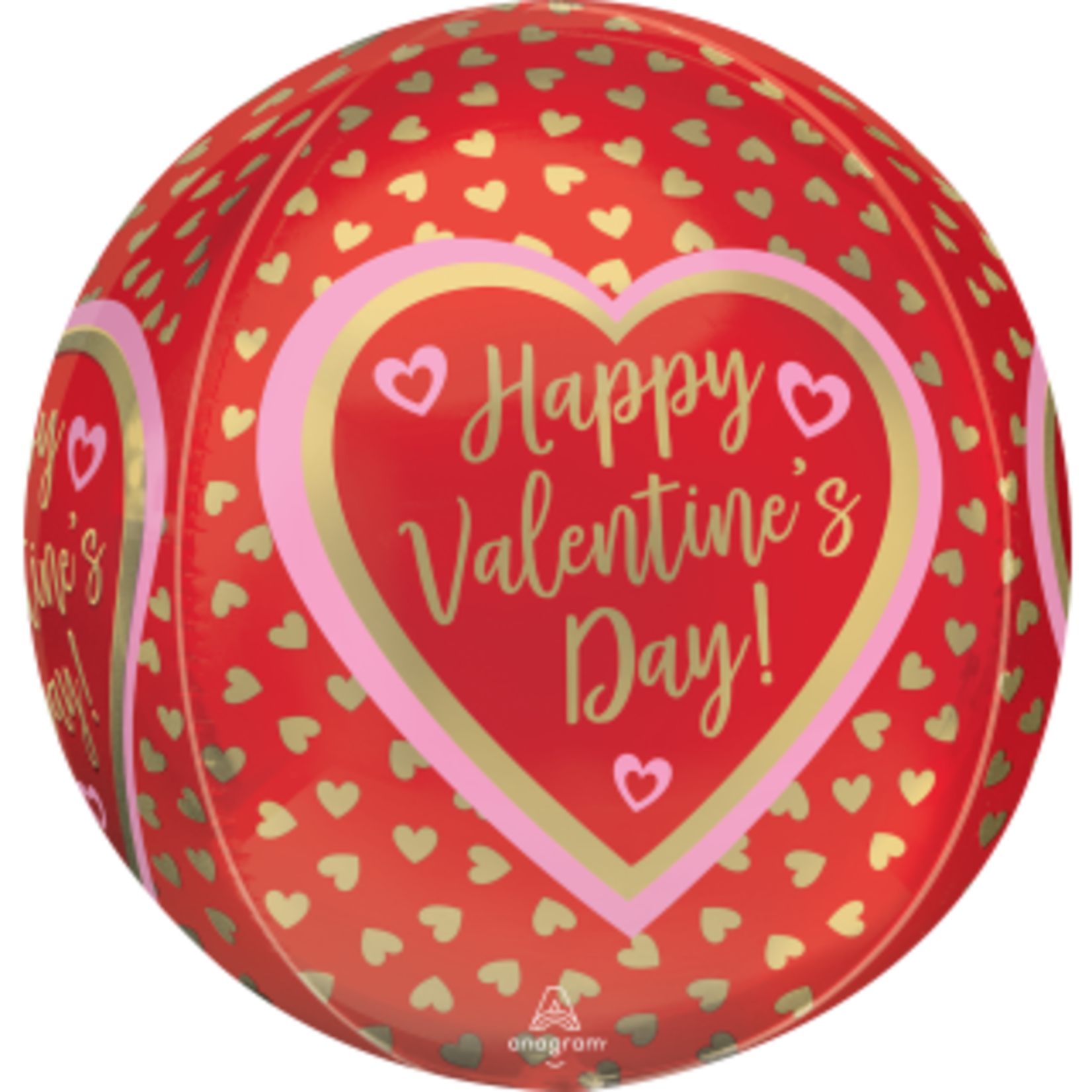 Anagram Happy Valentine's Day Gold Hearts Orbz - 1ct.