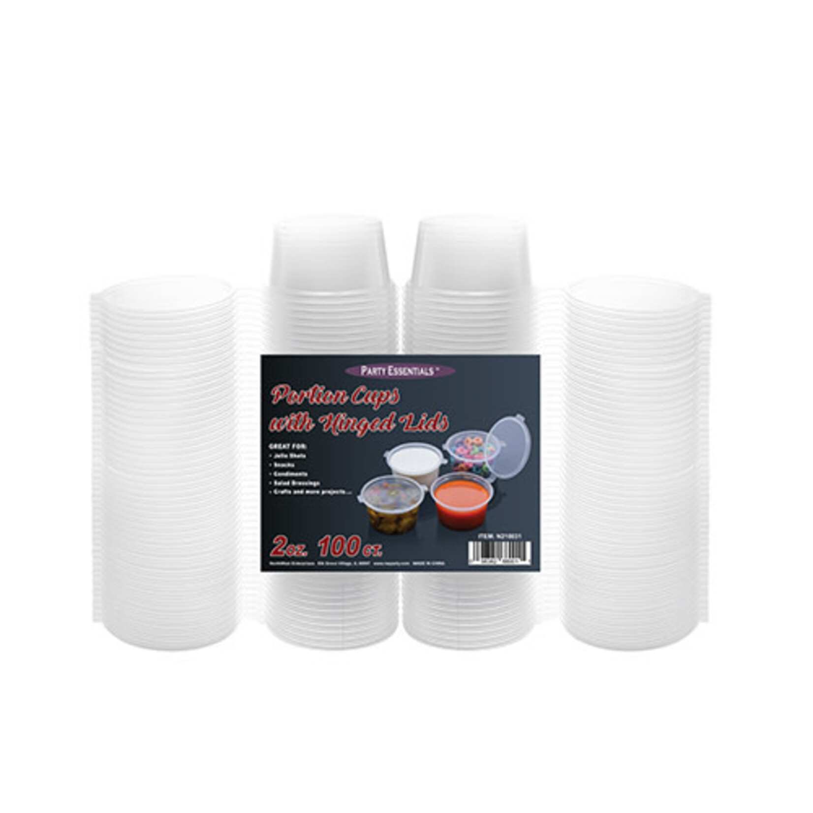 Party Essentials 2oz. Portion Cups w/ Hinged Lids - 100ct.