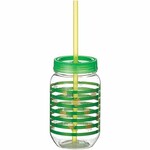 Amscan 18oz. St. Patrick's Day Gold Shamrock Mason Cup w/ Straw - 1ct.