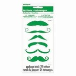 unique St. Patrick's Day Green Mustache Tattoos - 24ct.