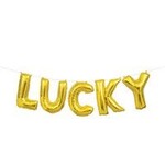 unique 14" Gold 'Lucky' Balloon Banner Kit - 1ct. (Air-Filled)