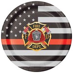 Havercamp 9" Fire & Emt Thin Red Line Plates - 8ct.