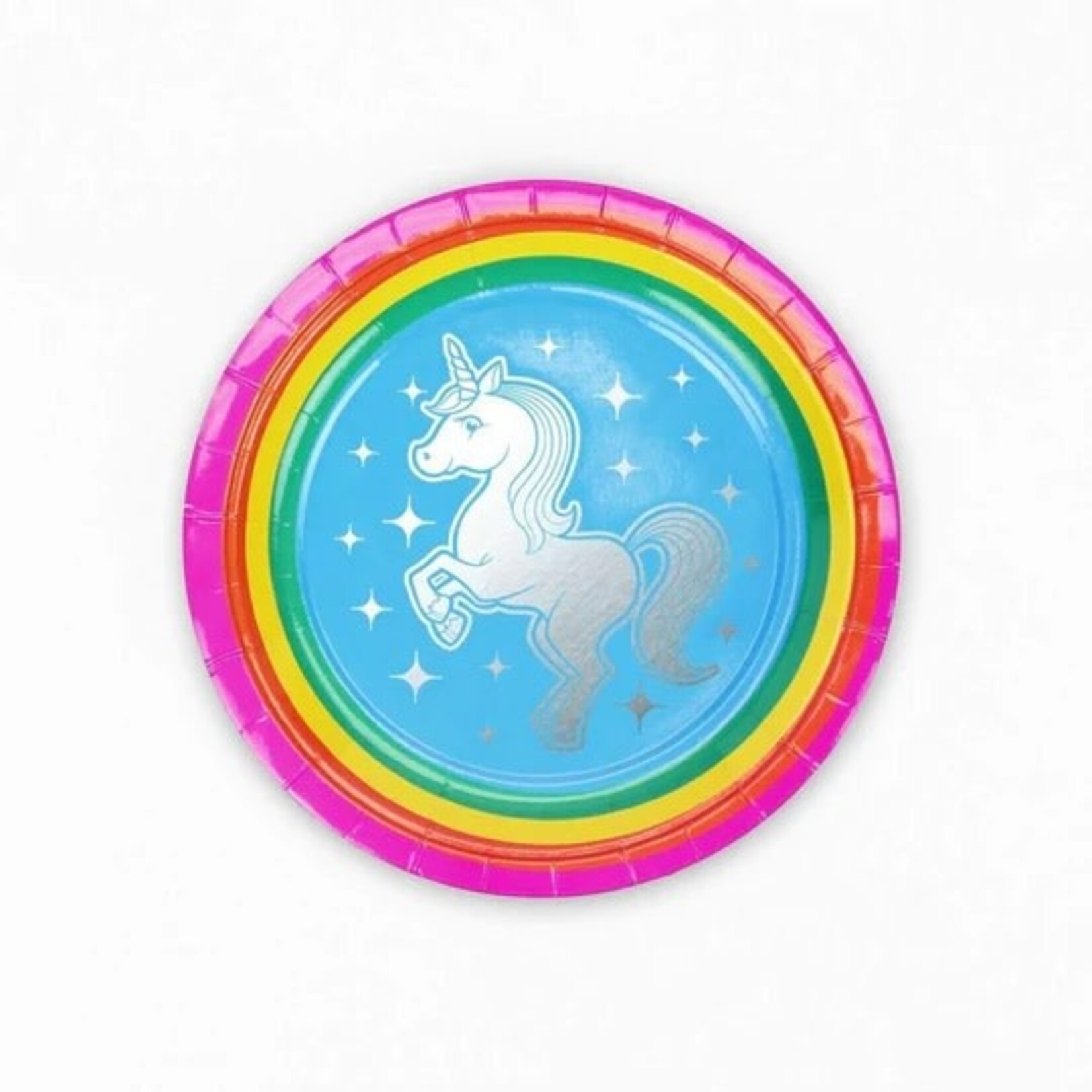 Prime Party 7" Rainbow Unicorn Metallic Plates - 8ct.