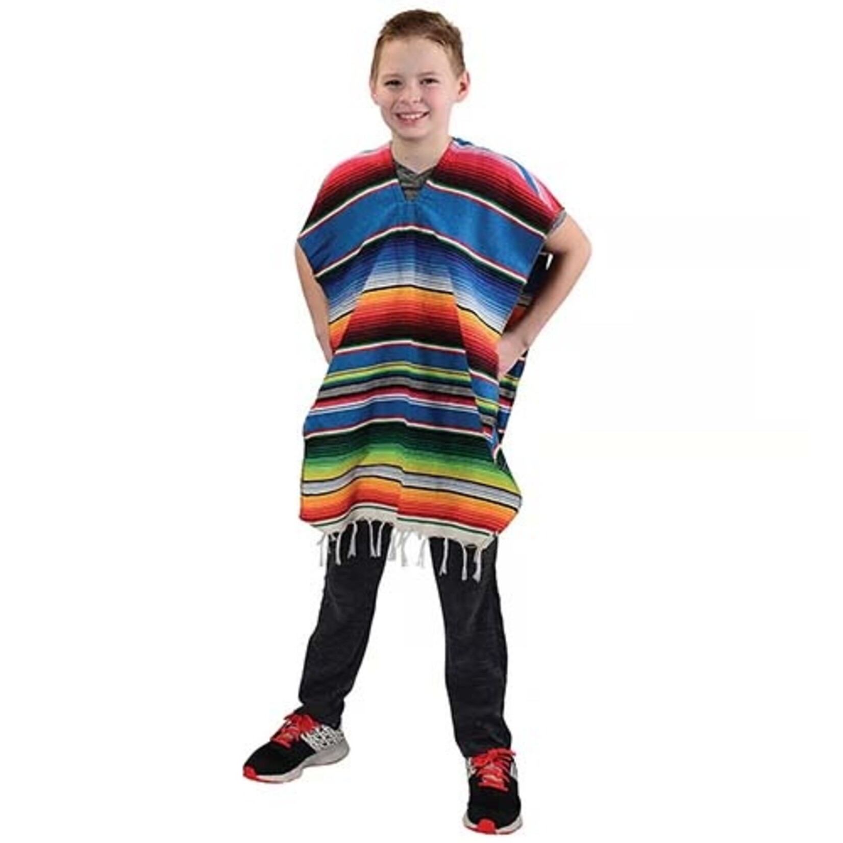 us toy Colorful Mexican Fiesta Poncho for Kids - 1ct.