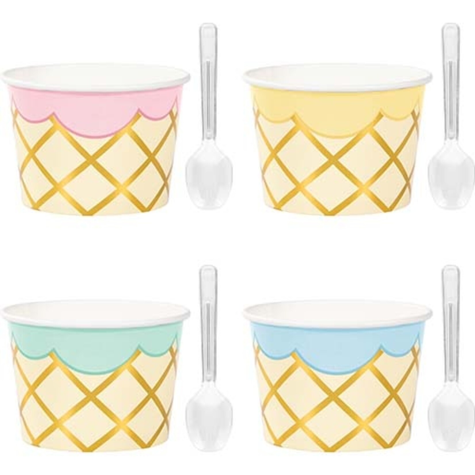 Creative Converting 9oz. Ice Cream Treat Cups w/ Spoons - 8ct.