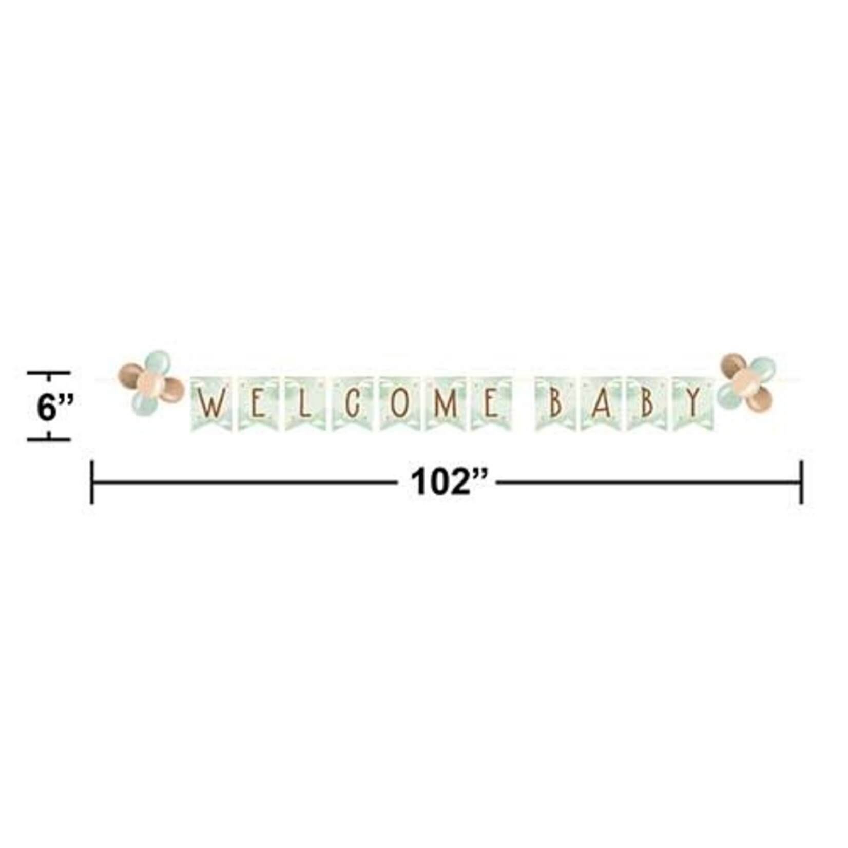 Creative Converting Teddy Bear "Welcome Baby" Banner Kit w/ Balloons - 8.5'