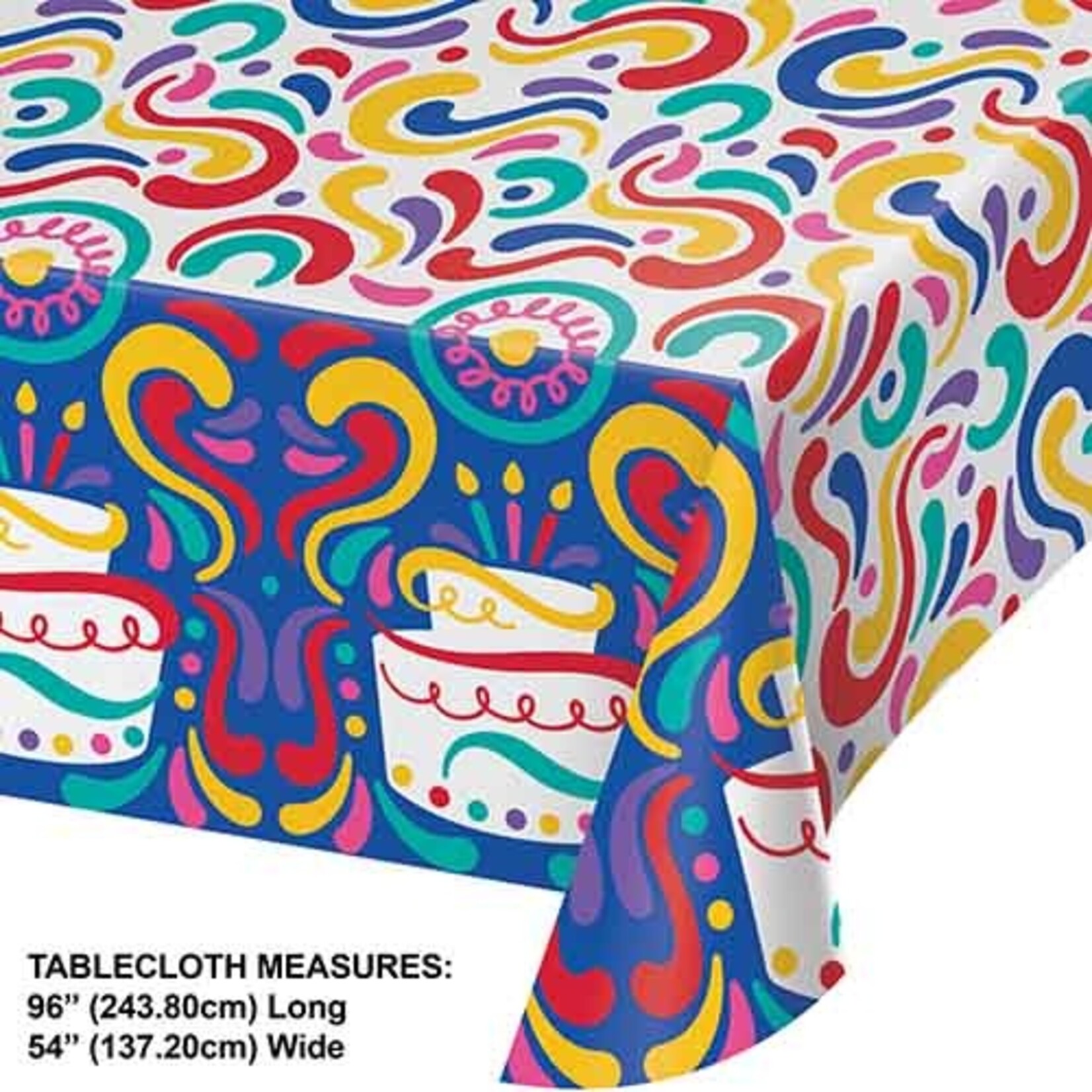 Creative Converting 54" x 96" Birthday Swirls Paper Tablecover - 1ct.