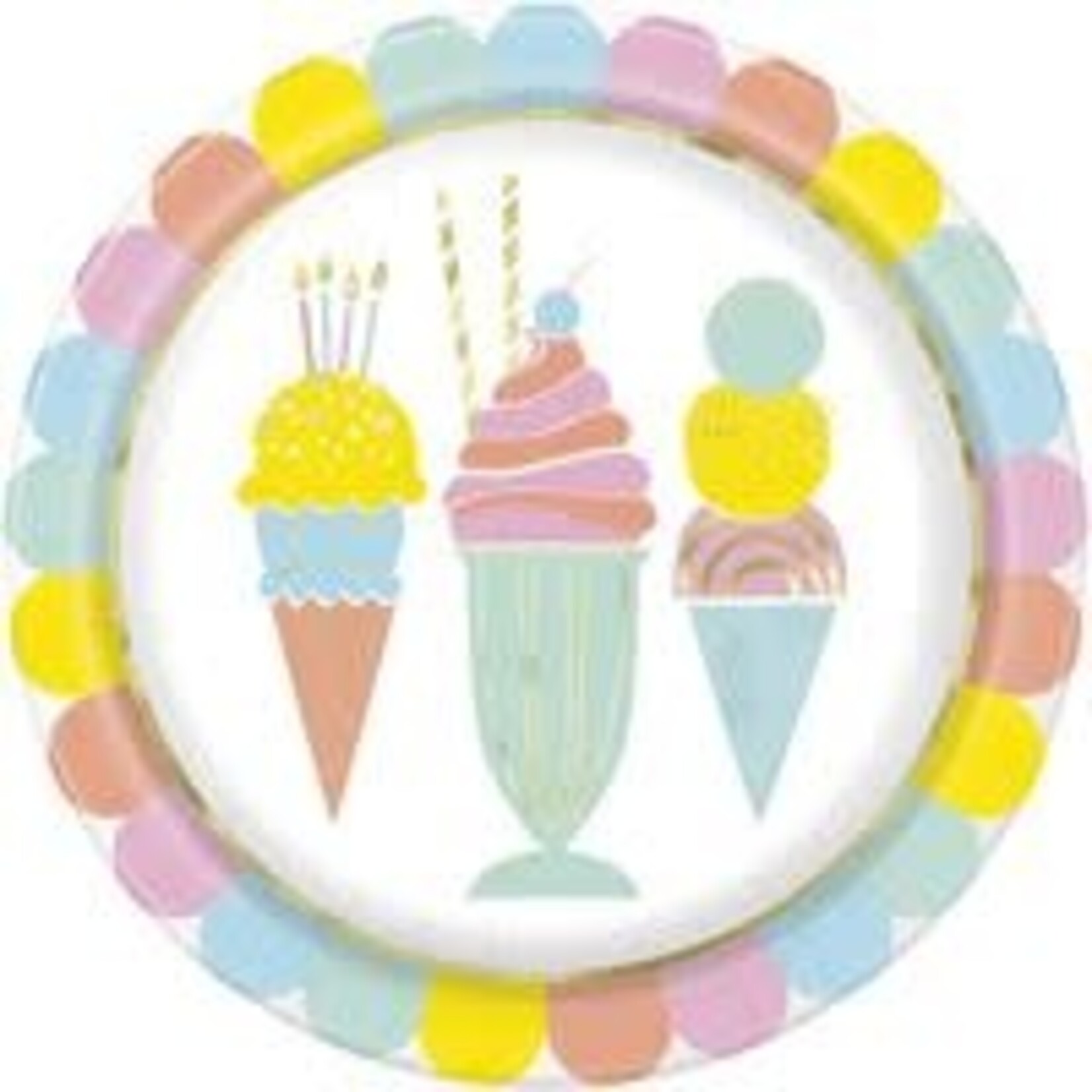unique 9" Pastel Ice Cream Plates - 8ct.