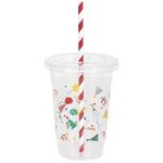 unique 16oz Plastic Party Cups w/ Lids & Straws - 4ct.