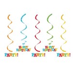 Creative Converting Happy Birthday Hanging Dangler Swirls - 5ct.