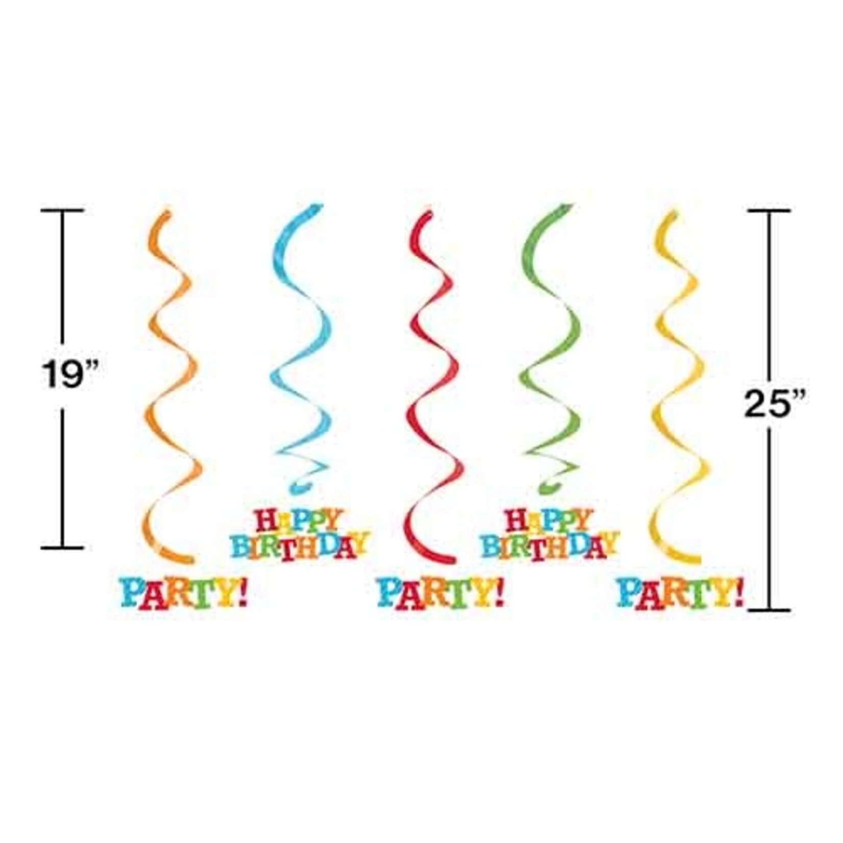 Creative Converting Happy Birthday Hanging Dangler Swirls - 5ct.