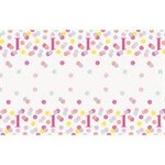 unique Pink Dots 1st Birthday Plastic Tablecover - 1ct. (54" x 84")