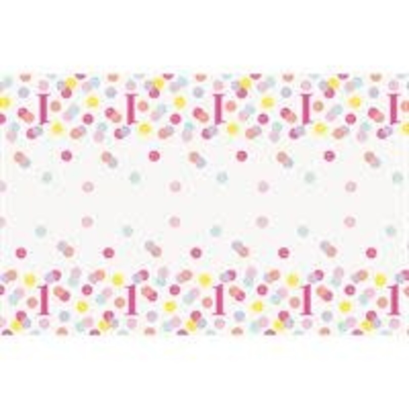 unique Pink Dots 1st Birthday Plastic Tablecover - 1ct. (54" x 84")