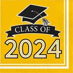 Creative Converting Yellow "Class of 2024" Lunch Napkins - 36ct.