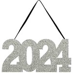 Creative Converting 2024 Silver Glitter Sign - 1ct. (5.5" x 11.5")