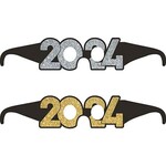 Creative Converting 2024 New Year's Eve Silver & Gold Glitter Glasses - 6ct.