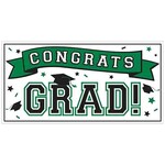 Amscan Green Congrats Grad! Plastic Banner - 1ct. (33.5" x 65")