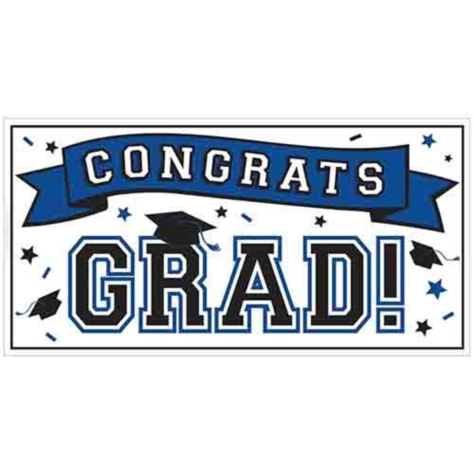 Amscan Blue "Congrats Grad" Banner - 1ct. (34" x 65")