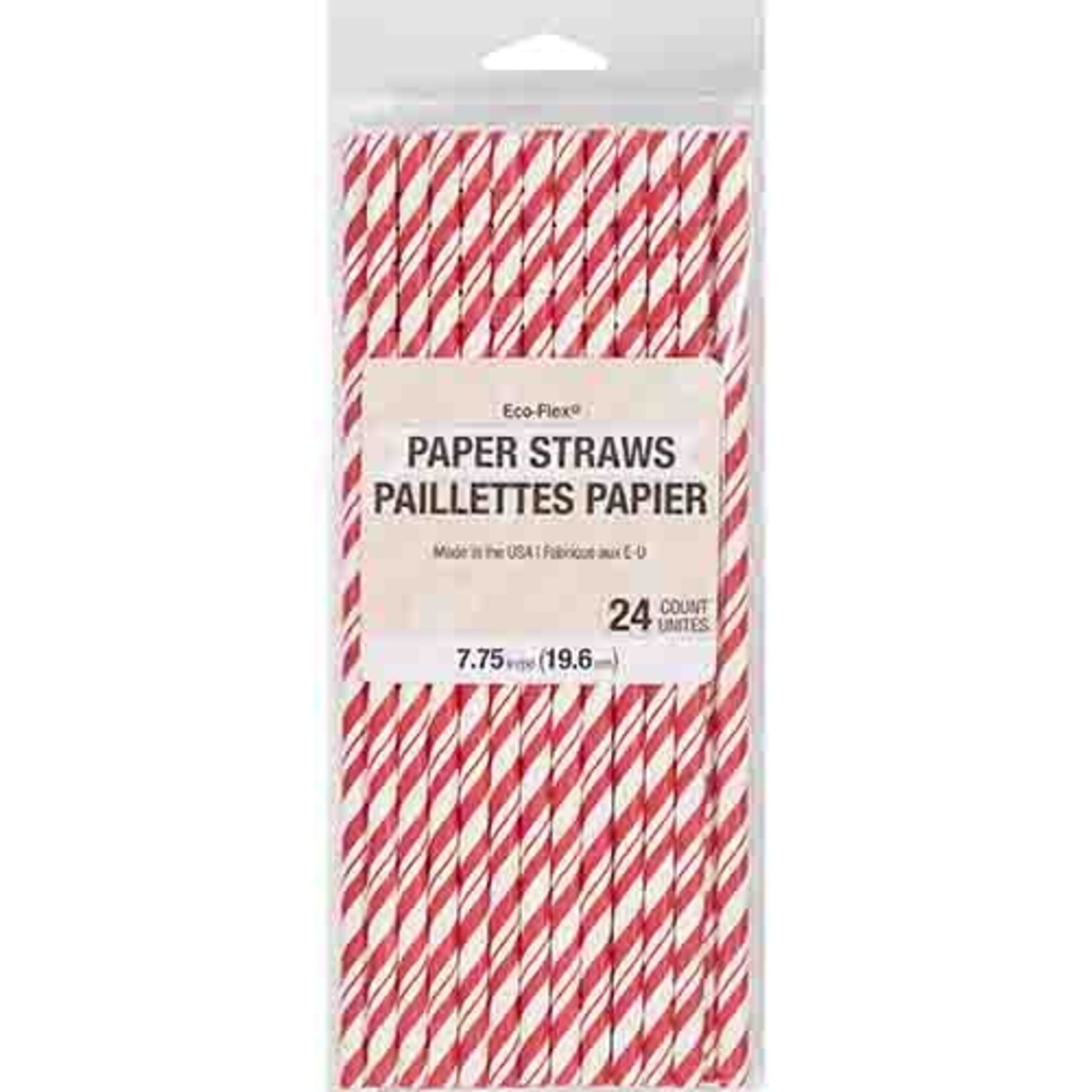 Creative Converting Red & White Striped Paper Straws - 24ct.
