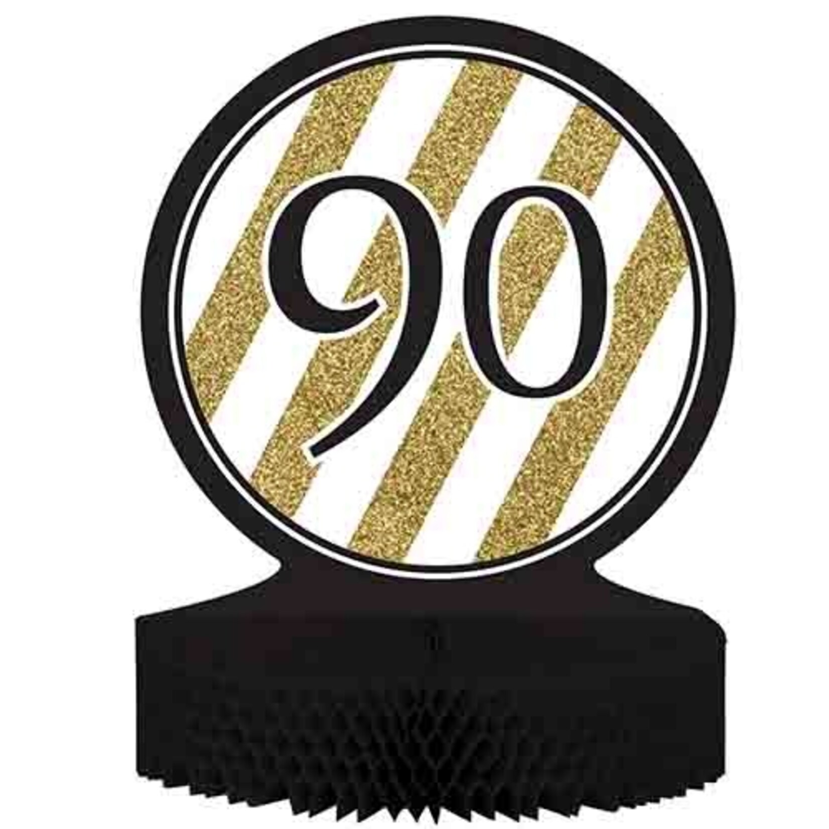 Creative Converting Black & Gold 90 Honeycomb Centerpiece - 1ct.