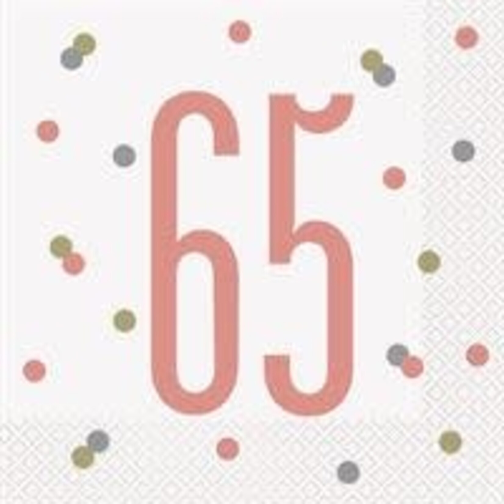 unique Glitz Rose Gold "65" Lunch Napkins - 16ct.