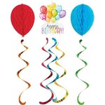 Creative Converting Balloon Bash Hanging Danglers w/ Honeycomb - 3ct.